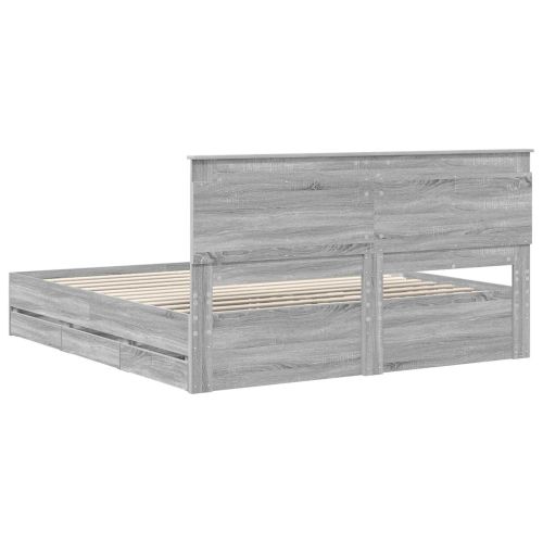 Рамка за легло Сив Сонома 200 x 200 cm Инженерна дървесина