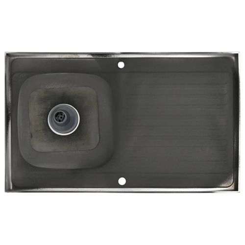 Кухненска мивка с отцедник, сребриста, 1000x600x155 мм, инокс