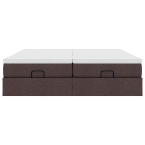 Османска легло с матраци, тъмнокафяво, 160x200 см, плат