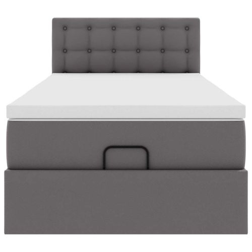 Османска легло с матрак&LED, сиво, 80x200 см, изкуствена кожа