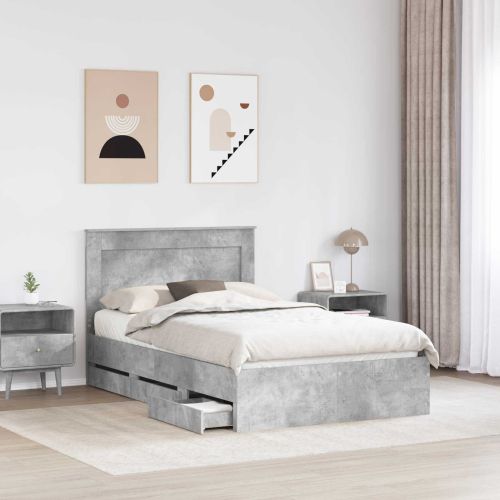 Рамка за легло Циментено сиво 120 x 200 cm Инженерна дървесина