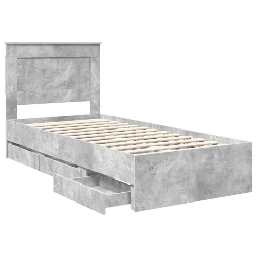 Рамка за легло Циментено сиво 100 x 200 cm Инженерна дървесина