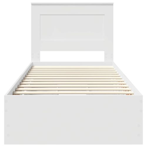 Рамка за легло с чекмедже Бяло 90 x 190 cm Инженерна дървесина