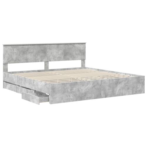 Рамка за легло Циментено сиво 200 x 200 cm Инженерна дървесина