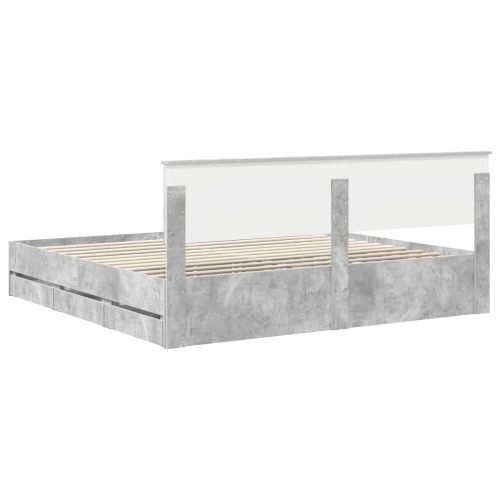 Рамка за легло Циментено сиво 200 x 200 cm Инженерна дървесина