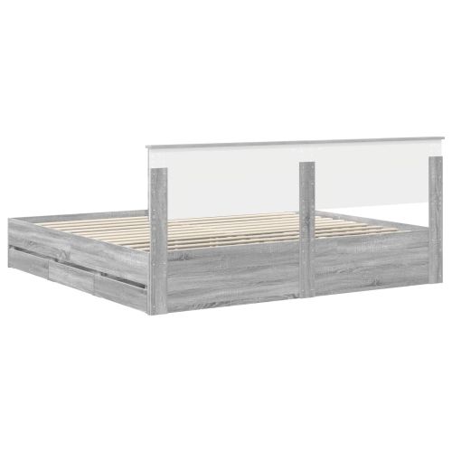 Рамка за легло Сив Сонома 200 x 200 cm Инженерна дървесина