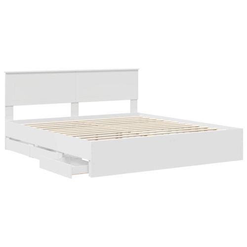 Рамка за легло с чекмедже Бяло 180 x 200 cm Инженерна дървесина
