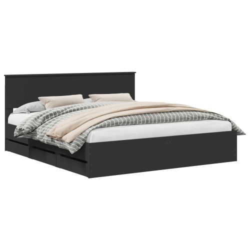 Рамка за легло с таблото Черно 180 x 200 cm Инженерна дървесина