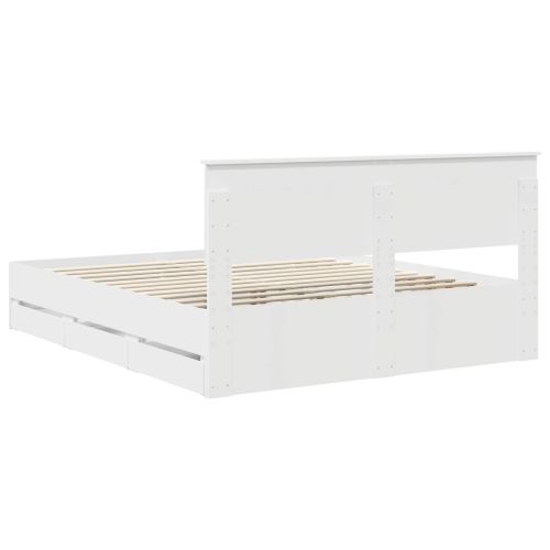 Рамка за легло с чекмедже Бяло 160 x 200 cm Инженерна дървесина