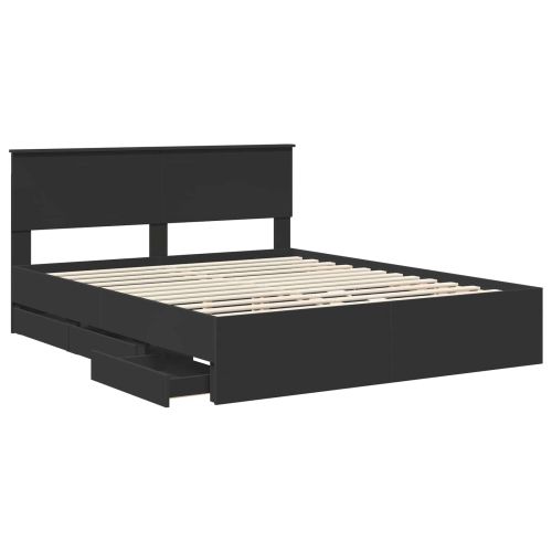Рамка за легло с таблото Черно 160 x 200 cm Инженерна дървесина