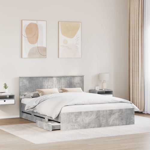 Рамка за легло Циментено сиво 160 x 200 cm Инженерна дървесина