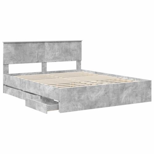 Рамка за легло Циментено сиво 160 x 200 cm Инженерна дървесина
