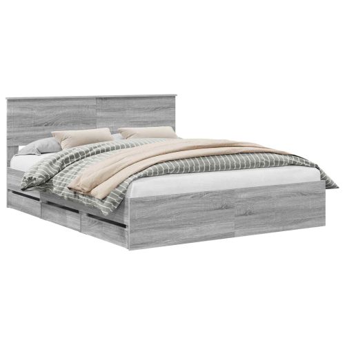 Рамка за легло Сив Сонома 160 x 200 cm Инженерна дървесина