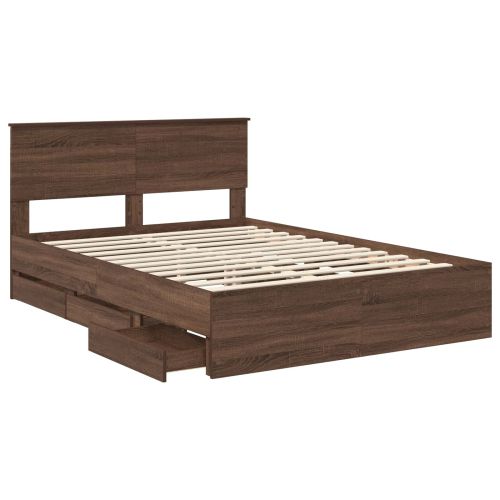 Рамка за легло Кафяв дъб 135 x 190 cm Инженерна дървесина