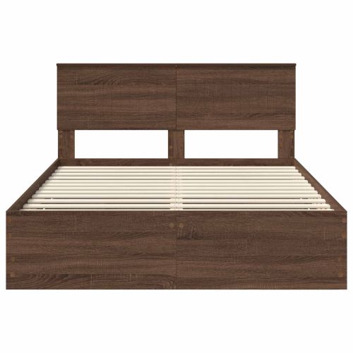 Рамка за легло Кафяв дъб 135 x 190 cm Инженерна дървесина