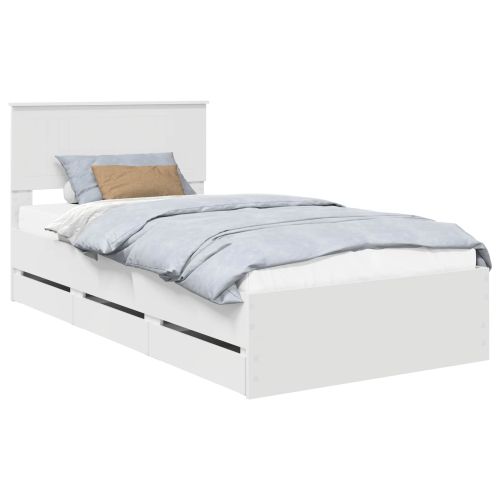 Рамка за легло с чекмедже Бяло 100 x 200 cm Инженерна дървесина