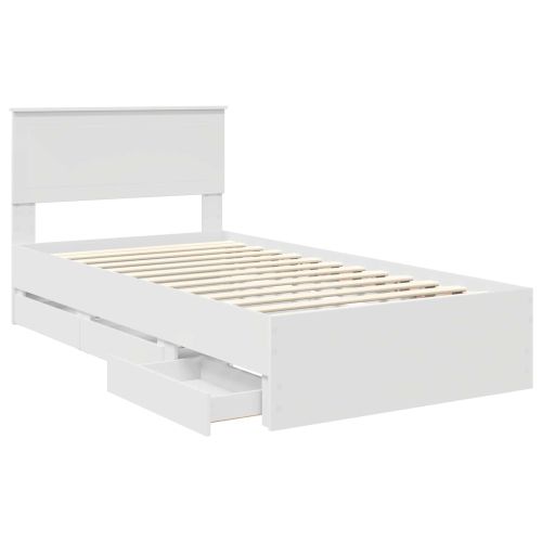 Рамка за легло с чекмедже Бяло 100 x 200 cm Инженерна дървесина