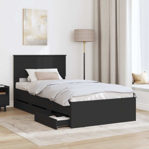 Рамка за легло с таблото Черно 100 x 200 cm Инженерна дървесина