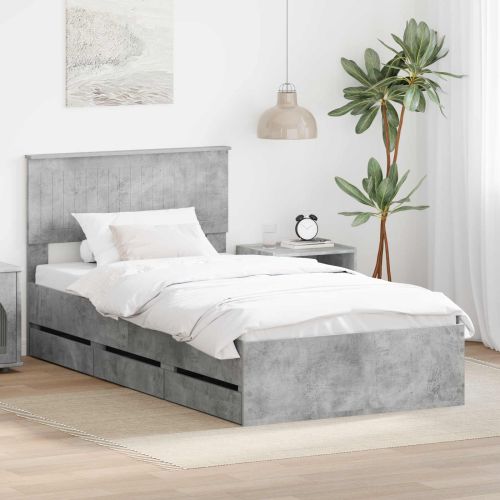 Рамка за легло Циментено сиво 100 x 200 cm Инженерна дървесина