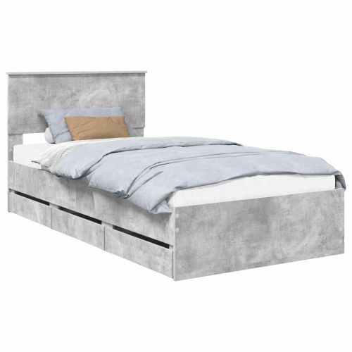 Рамка за легло Циментено сиво 100 x 200 cm Инженерна дървесина