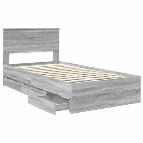 Рамка за легло Сив Сонома 100 x 200 cm Инженерна дървесина
