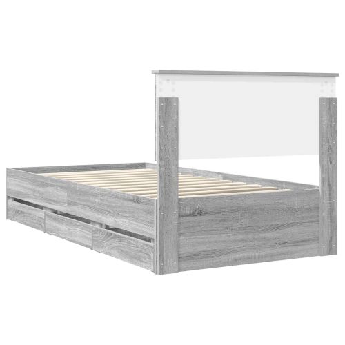 Рамка за легло Сив Сонома 100 x 200 cm Инженерна дървесина