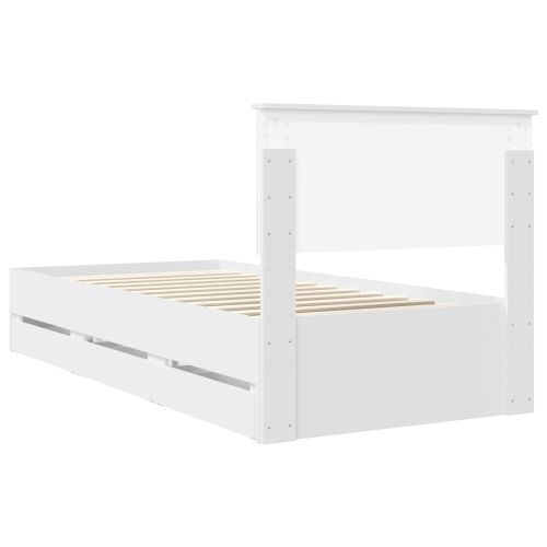 Рамка за легло с чекмедже Бяло 90 x 190 cm Инженерна дървесина