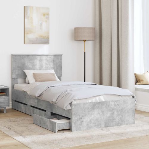 Рамка за легло Циментено сиво 90 x 190 cm Инженерна дървесина