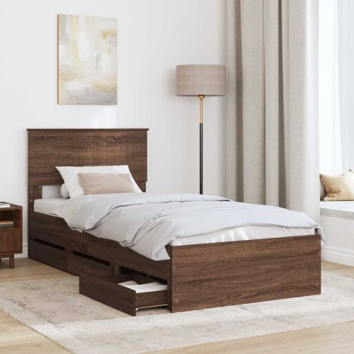 Рамка за легло Кафяв дъб 90 x 190 cm Инженерна дървесина