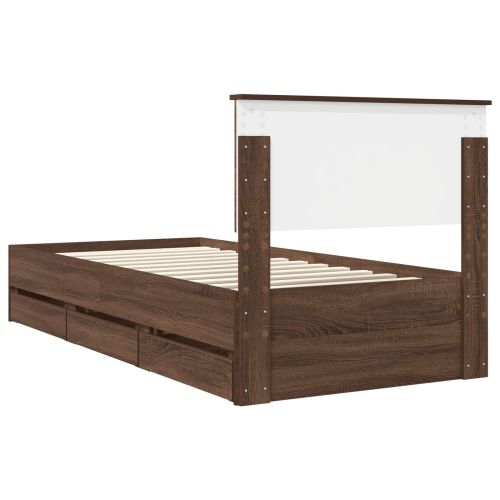 Рамка за легло Кафяв дъб 90 x 190 cm Инженерна дървесина