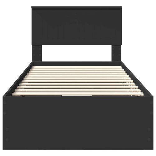 Рамка за легло с чекмедже Черно 90 x 200 cm Инженерна дървесина