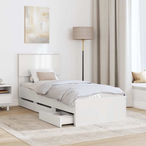 Рамка за легло с чекмедже Бяло 75 x 190 cm Инженерна дървесина