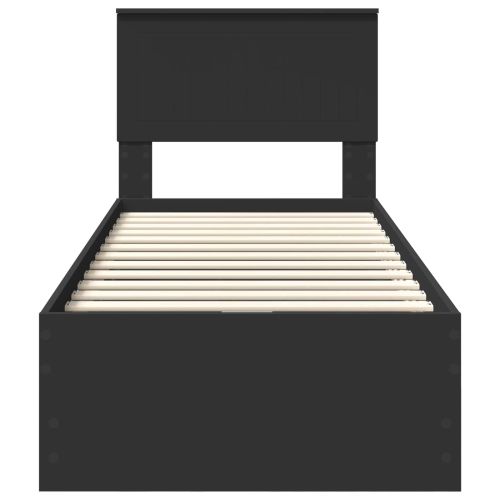 Рамка за легло с чекмедже Черно 75 x 190 cm Инженерна дървесина