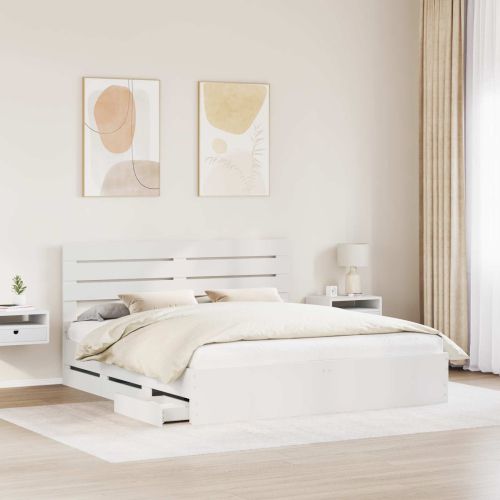 Рамка за легло с чекмедже Бяло 180 x 200 cm Инженерна дървесина
