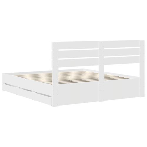 Рамка за легло с чекмедже Бяло 180 x 200 cm Инженерна дървесина