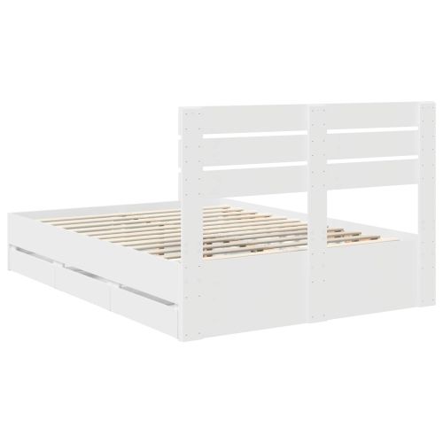 Рамка за легло с чекмедже Бяло 150 x 200 cm Инженерна дървесина