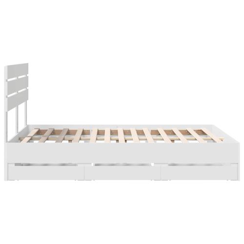 Рамка за легло с чекмедже Бяло 140 x 190 cm Инженерна дървесина