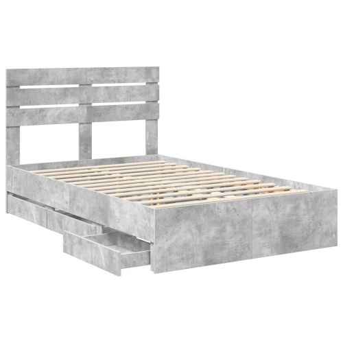 Рамка за легло Циментено сиво 135 x 190 cm Инженерна дървесина