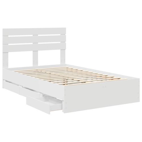Рамка за легло с чекмедже Бяло 120 x 200 cm Инженерна дървесина