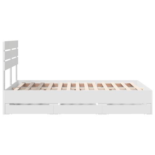 Рамка за легло с чекмедже Бяло 120 x 200 cm Инженерна дървесина