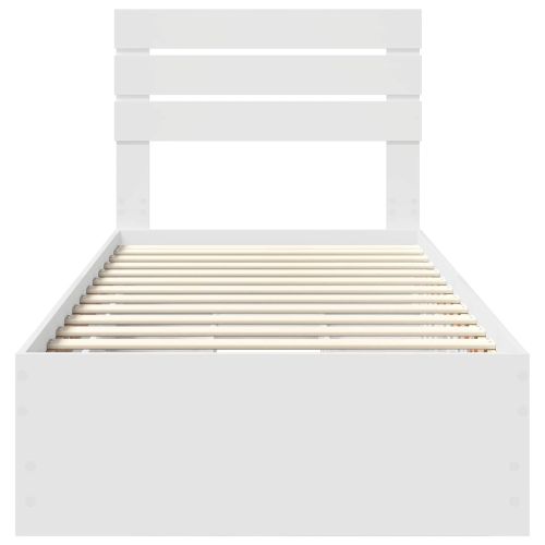 Рамка за легло с чекмедже Бяло 90 x 190 cm Инженерна дървесина