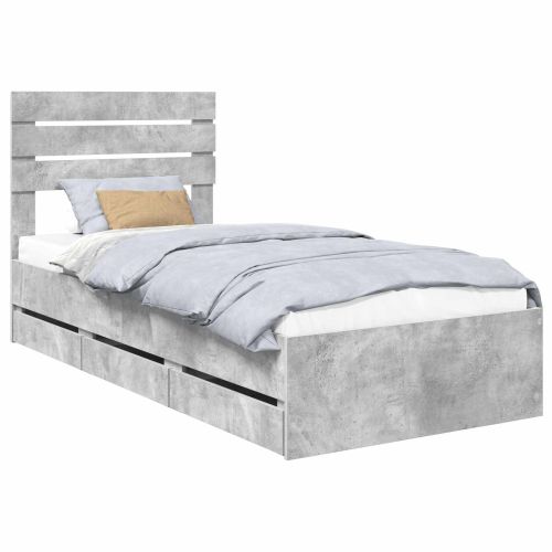 Рамка за легло Циментено сиво 90 x 190 cm Инженерна дървесина