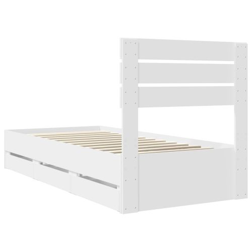 Рамка за легло с чекмедже Бяло 90 x 200 cm Инженерна дървесина