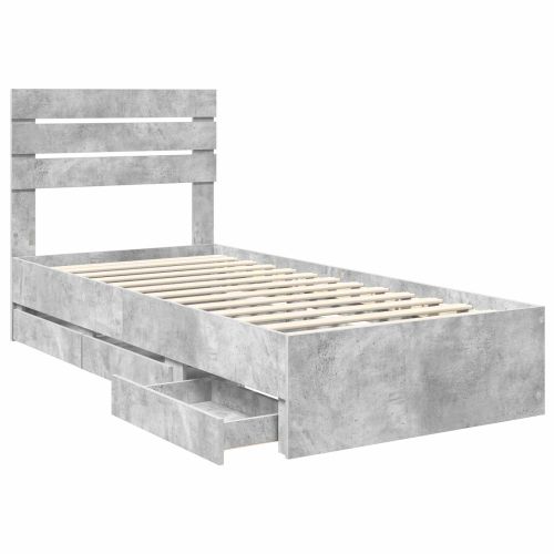 Рамка за легло Циментено сиво 75 x 190 cm Инженерна дървесина