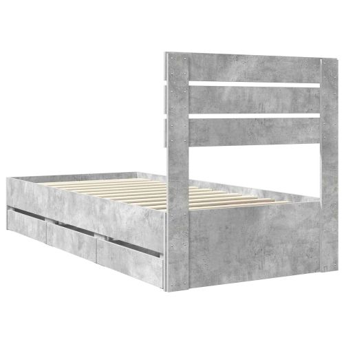 Рамка за легло Циментено сиво 75 x 190 cm Инженерна дървесина