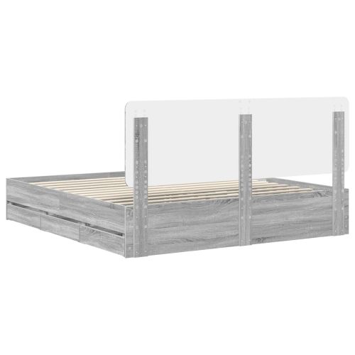 Рамка за легло Сив Сонома 200 x 200 cm Инженерна дървесина