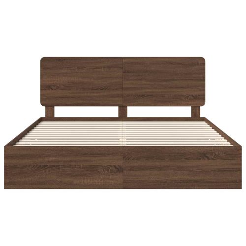 Рамка за легло Кафяв дъб 200 x 200 cm Инженерна дървесина