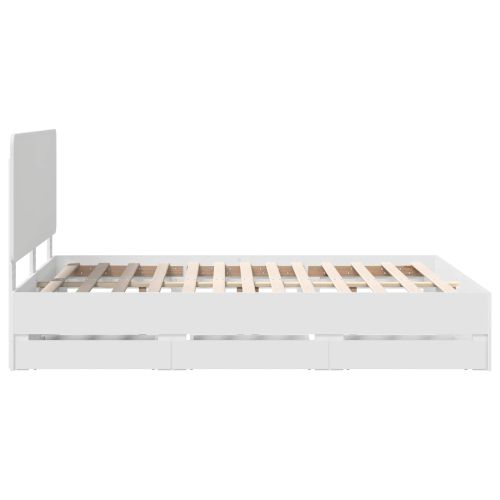 Рамка за легло с чекмедже Бяло 160 x 200 cm Инженерна дървесина