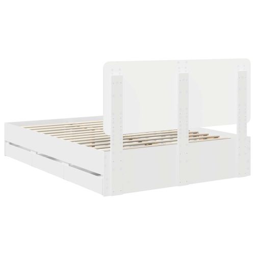 Рамка за легло с чекмедже Бяло 140 x 200 cm Инженерна дървесина