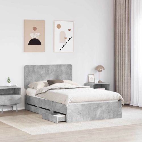 Рамка за легло Циментено сиво 135 x 190 cm Инженерна дървесина
